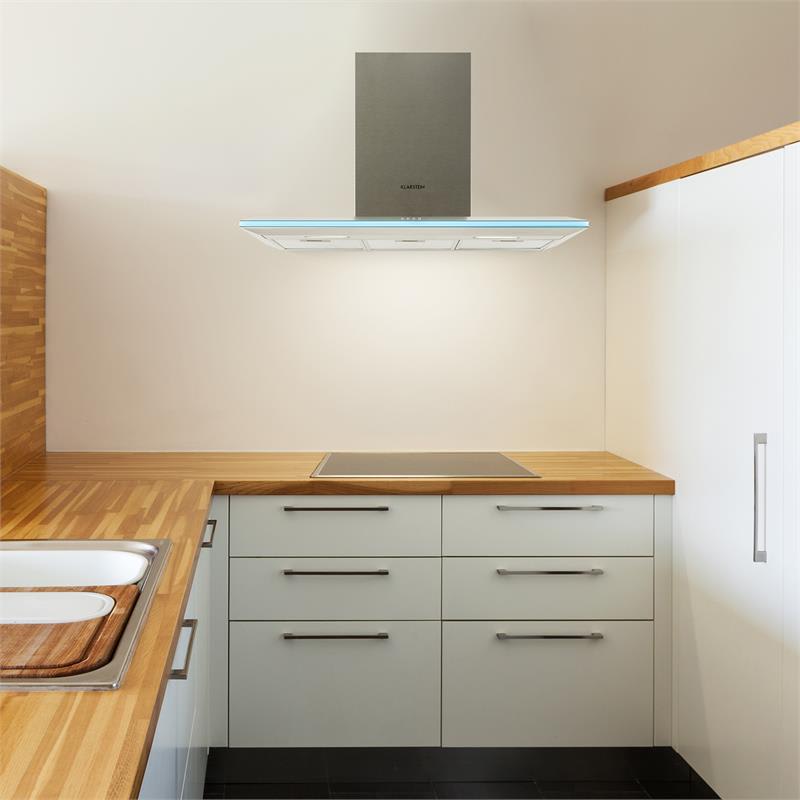 Klarstein Violetta Bianco, odsávač pár, 90 cm, nástenná montáž, 541 m³/h, LED – Obrázok 4