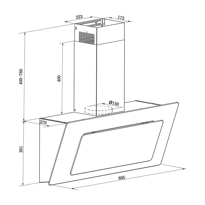 Klarstein Lorea, biely, 90 cm, 290 m³/h, digestor, voľný priestor pre hlavu, dotykový, sklo – Obrázok 4