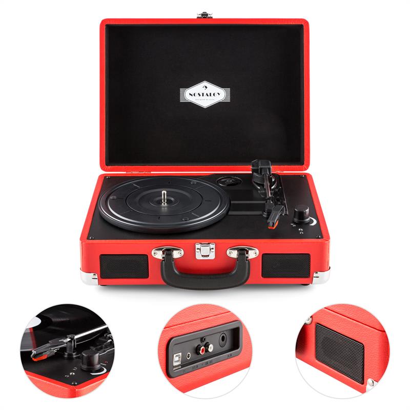 Auna Peggy Sue, červený, retro gramofón, vinyl LP, USB, line out – Obrázok 3