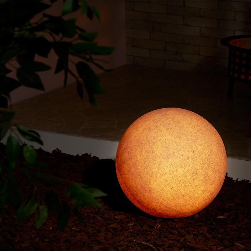 Lightcraft Sandshine XL, záhradné svietidlo, guľové, Ø 50 cm, pieskovec – Obrázok 3
