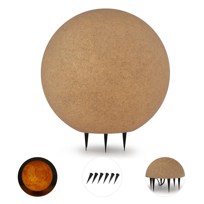 Lightcraft Sandshine XL, záhradné svietidlo, guľové, Ø 50 cm, pieskovec – Obrázok 4