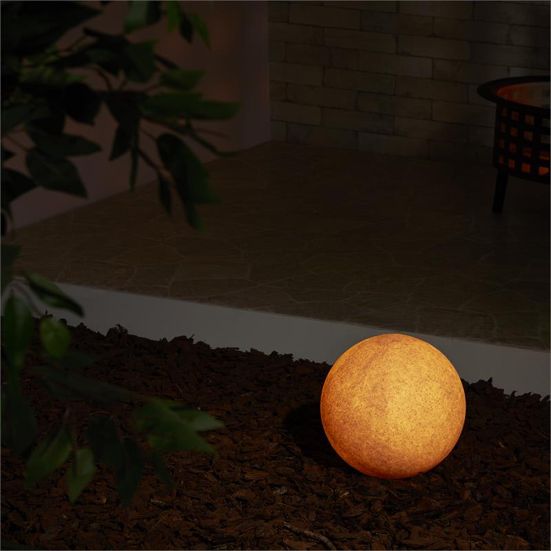 Lightcraft Sandshine M, záhradné svietidlo, guľové, Ø 30 cm, pieskovec – Obrázok 3