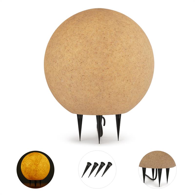 Lightcraft Sandshine M, záhradné svietidlo, guľové, Ø 30 cm, pieskovec – Obrázok 4