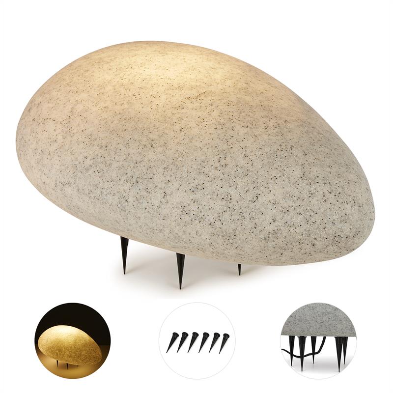 Lightcraft Shiny Nugget, záhradné svietidlo, vo forme kameňa, vonkajšia lampa, granit – Obrázok 3