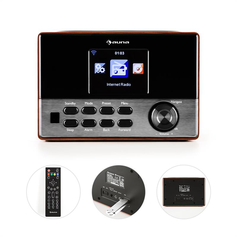 Auna Connect 90 WD, internetové rádio, WLAN, AUX, 3,2" TFT farebný displej, linkový výstup – Obrázok 3