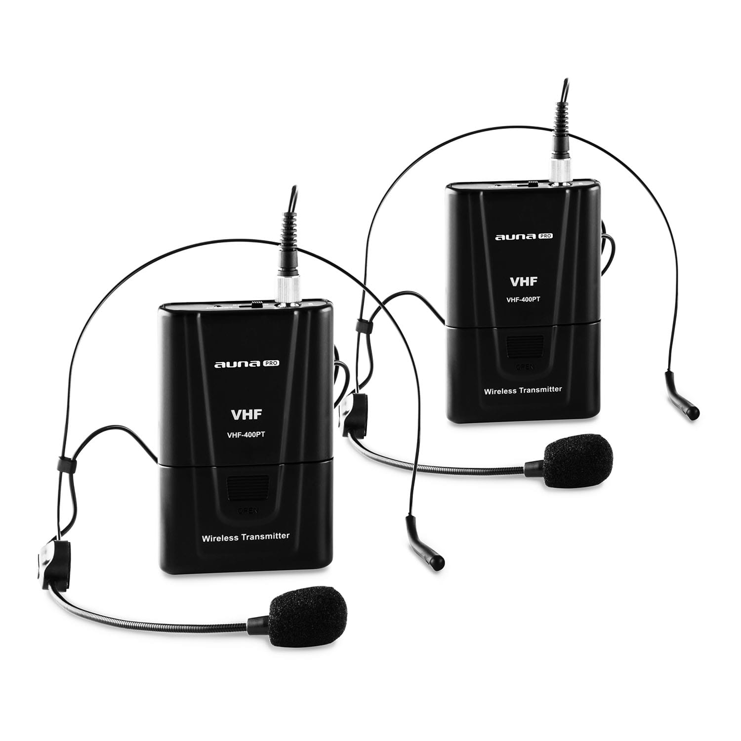 Auna Pro VHF-400 Duo 2, 2-kanálová sada VHF bezdrôtových mikrofónov, 1 x prijímač, 2 x headset mikrofón – Obrázok 4