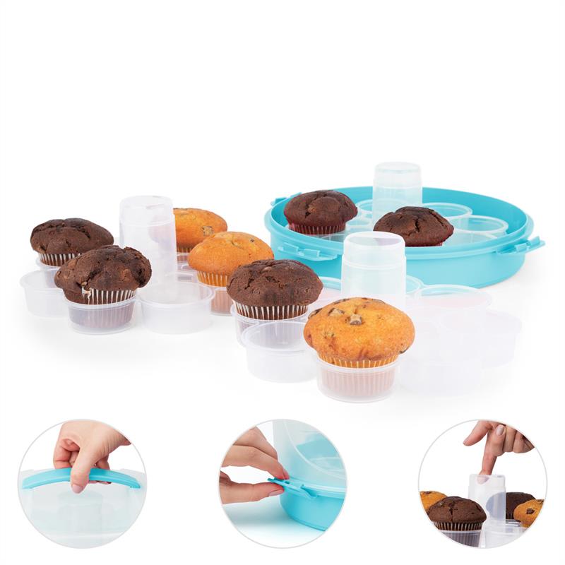 Klarstein Blaukäppchen, modrý, kryt na tortu, box na koláč, držiak na muffiny, 24 ks, Ø26 cm – Obrázok 3