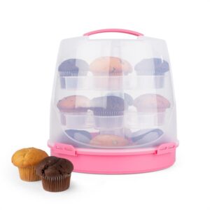 Klarstein Pinkkäppchen, ružový, kryt na tortu, box na koláč, držiak na muffiny, 24 ks, Ø26 cm