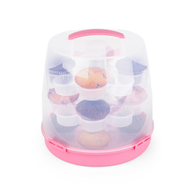 Klarstein Pinkkäppchen, ružový, kryt na tortu, box na koláč, držiak na muffiny, 24 ks, Ø26 cm – Obrázok 3