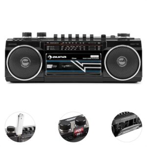 Auna Duke, retro boombox, prenosný magnetofón, USB, SD, bluetooth, FM rádio