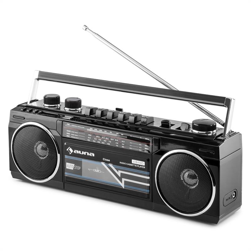 Auna Duke, retro boombox, prenosný magnetofón, USB, SD, bluetooth, FM rádio – Obrázok 3