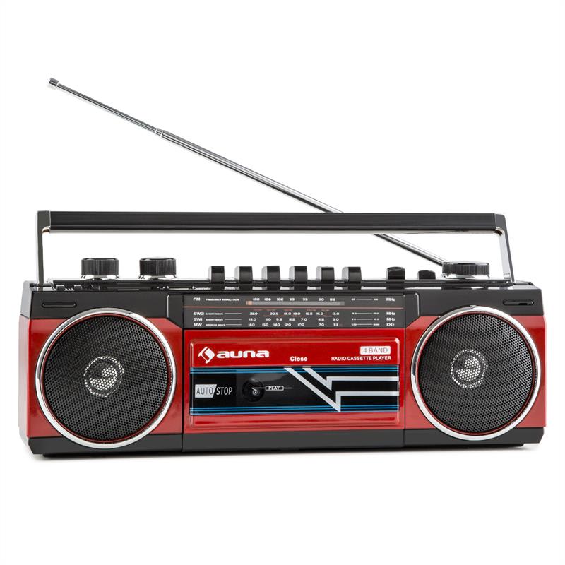 Auna Duke, retro boombox, prenosný magnetofón, USB, SD, bluetooth, FM rádio
