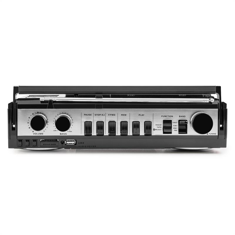 Auna Duke, retro boombox, prenosný magnetofón, USB, SD, bluetooth, FM rádio – Obrázok 3
