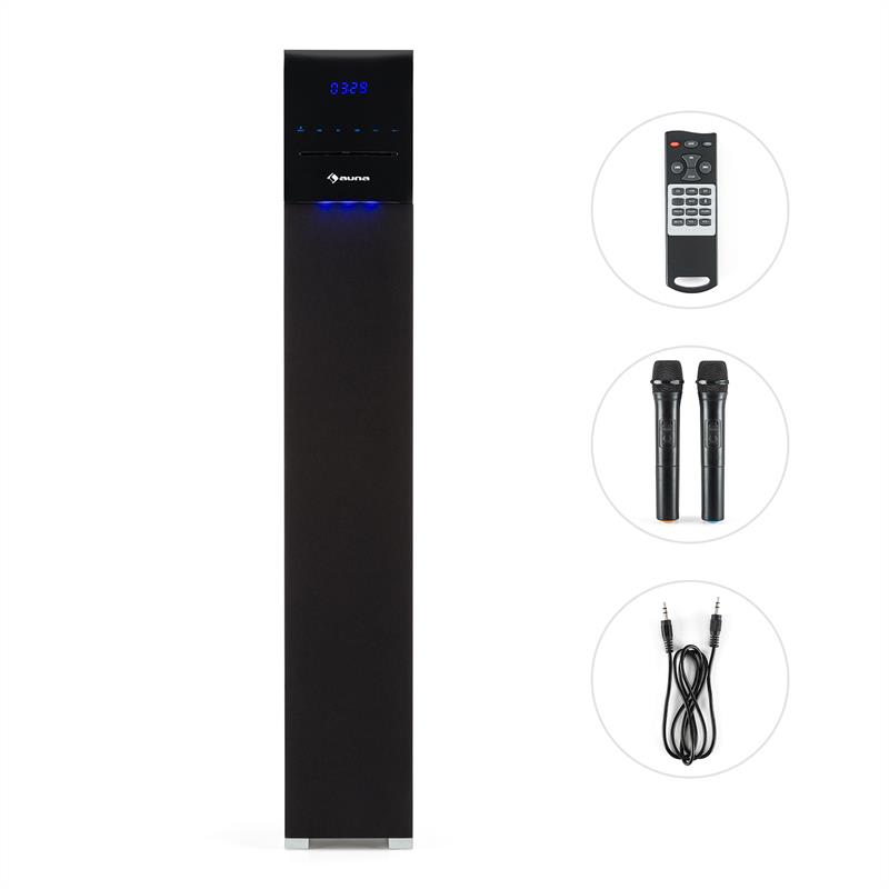 Auna Tallboy CD bluetooth reproduktor, karaoke zariadenie, CD SD USB, čierna farba – Obrázok 2