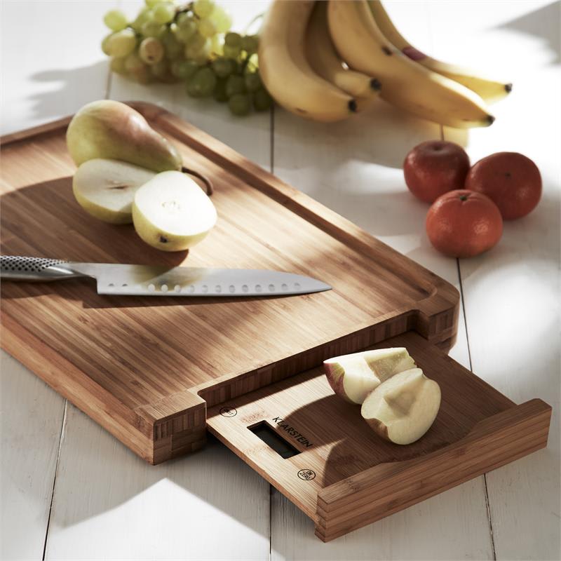 Klarstein Chopmaster, doska na krájanie & kuchynská váha, 5 kg, bambus – Obrázok 5