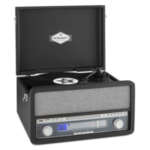 Auna Epoque 1907, retro audio systém, gramofón, kazety, bluetooth, USB, CD, AUX