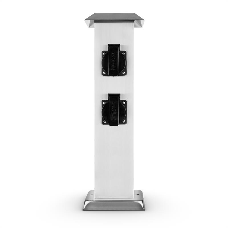 Waldbeck Plug 4 Play Square, stĺp s elektrickými zásuvkami, 4 chránené zásuvky, hranatý, ušľachtilá oceľ – Obrázok 3