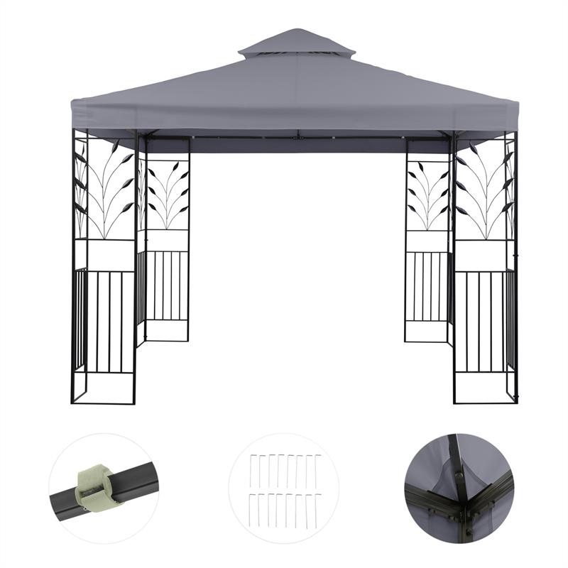 Blumfeldt Odeon Grey, záhradný altánok, 3 x 3 m, oceľ, polyester, tmavošedý – Obrázok 3