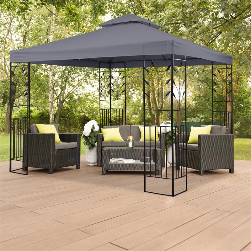 Blumfeldt Odeon Grey, záhradný altánok, 3 x 3 m, oceľ, polyester, tmavošedý – Obrázok 5