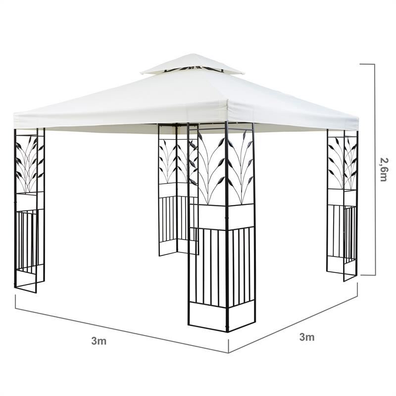 Blumfeldt Odeon Beige, záhradný altánok, 3 x 3 m, oceľ, polyester, svetlobéžový – Obrázok 2