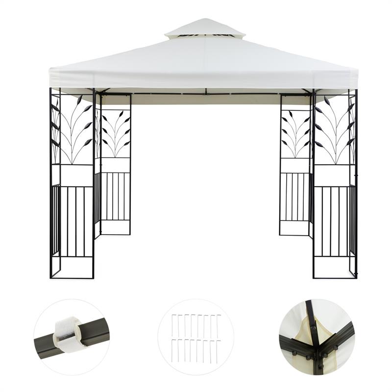 Blumfeldt Odeon Beige, záhradný altánok, 3 x 3 m, oceľ, polyester, svetlobéžový – Obrázok 3