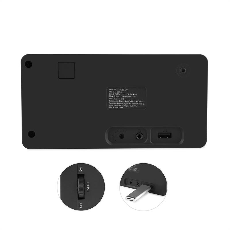 Auna IR-110 Internetradio 2,4'' TFT-farebný displej, akumulátor, WiFi USB, čierna – Obrázok 3