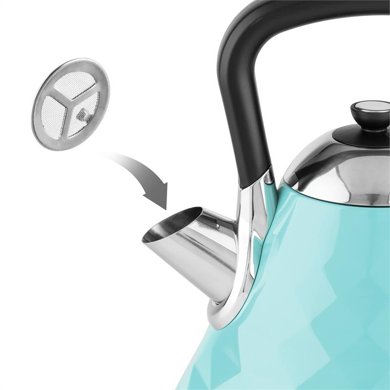 Klarstein Curacao Azur, azúrová, rýchlovarná kanvica, 2200 W, 1,7 l, ušľachtilá oceľ – Obrázok 3