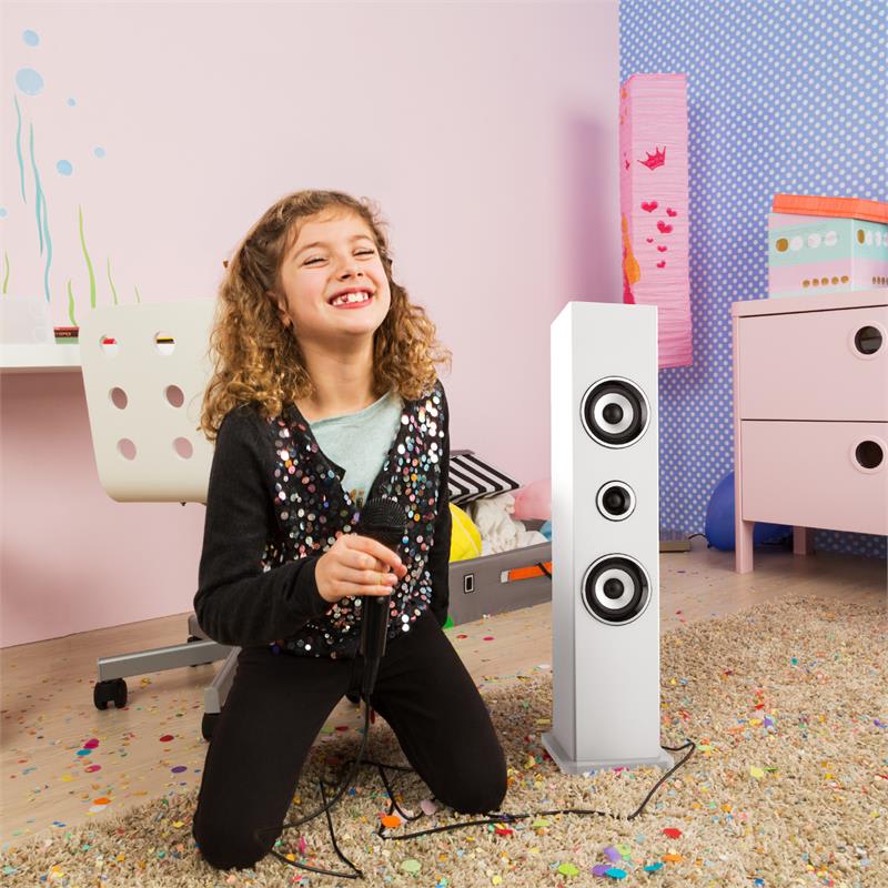 Auna Karaboom, bluetooth reproduktor USB AUX karaoke 2 x mikrofón, biela – Obrázok 2