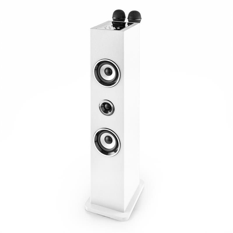 Auna Karaboom, bluetooth reproduktor USB AUX karaoke 2 x mikrofón, biela – Obrázok 4