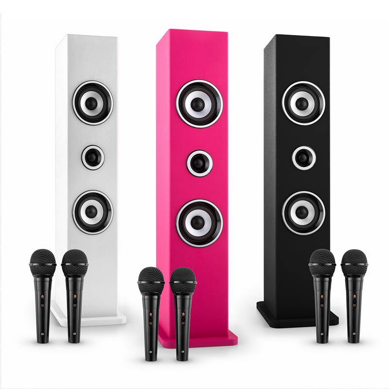 Auna Karaboom, bluetooth reproduktor USB AUX karaoke 2 x mikrofón, biela – Obrázok 5