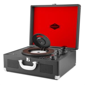 Auna Peggy Sue CD prenosný retro gramofón CD USB SD, čierna farba