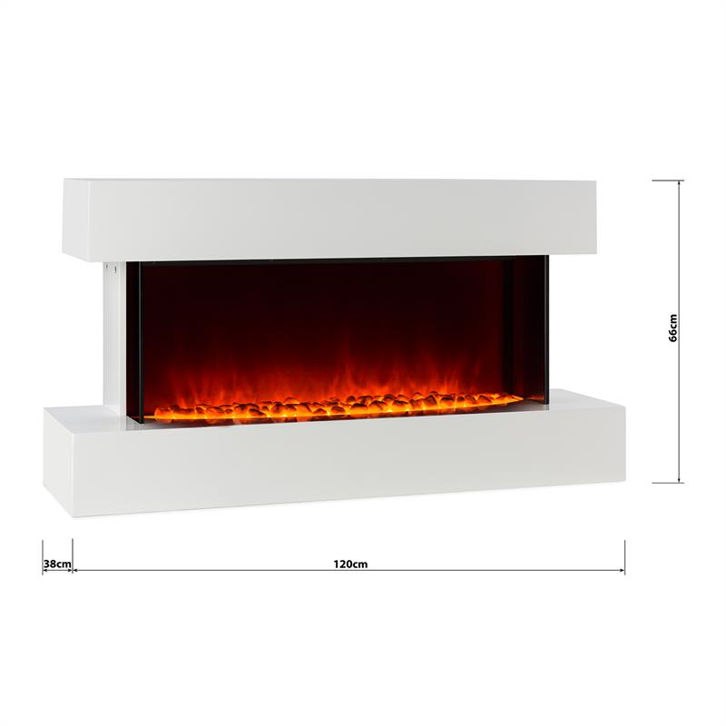 Klarstein Studio-2, elektrický krb, LED simulácia plameňa, 1000/2000 W, 40 m², biely – Obrázok 2