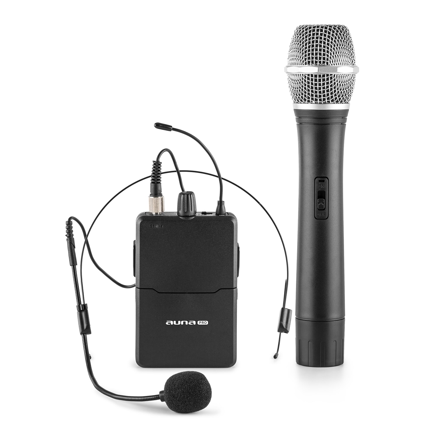 Auna Pro VHF-2-HS, 2-kanálová VHF mikrofónová sada 1 x headset 1 x ručný mikrofón 50m – Obrázok 4