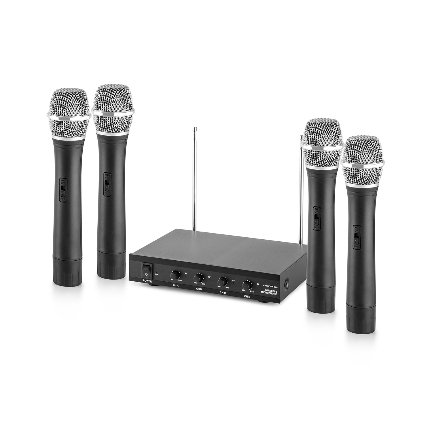 Auna Pro VHF-4-H 4-kanálová VHF mikrofónová sada 4x ručný mikrofón 50m – Obrázok 4