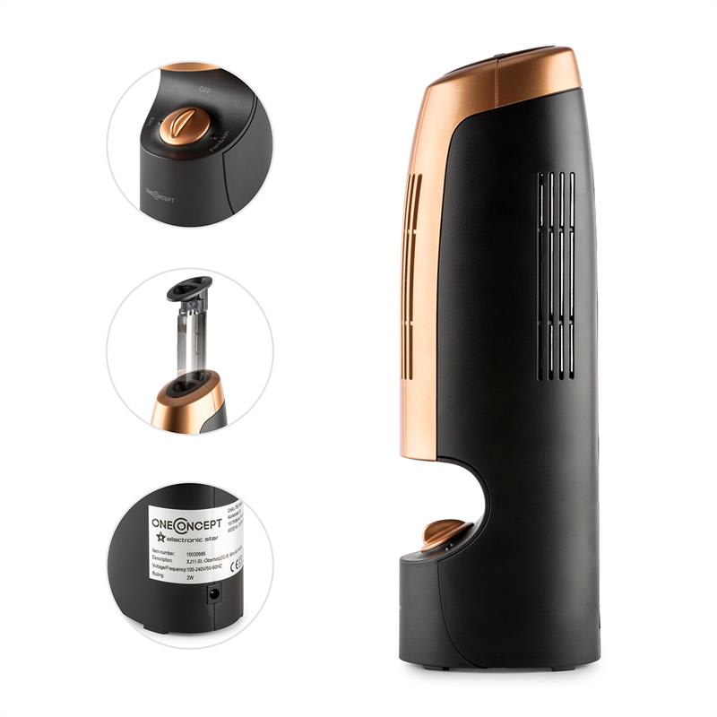 OneConcept St. Oberholz 2G, mini ionizátor a ventilátor, čierna/medená – Obrázok 3