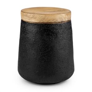 Blumfeldt Blockhouse Chair, stolička v tvare betónového stĺpa, záhradná stolička, optika dreva/lávovej horniny