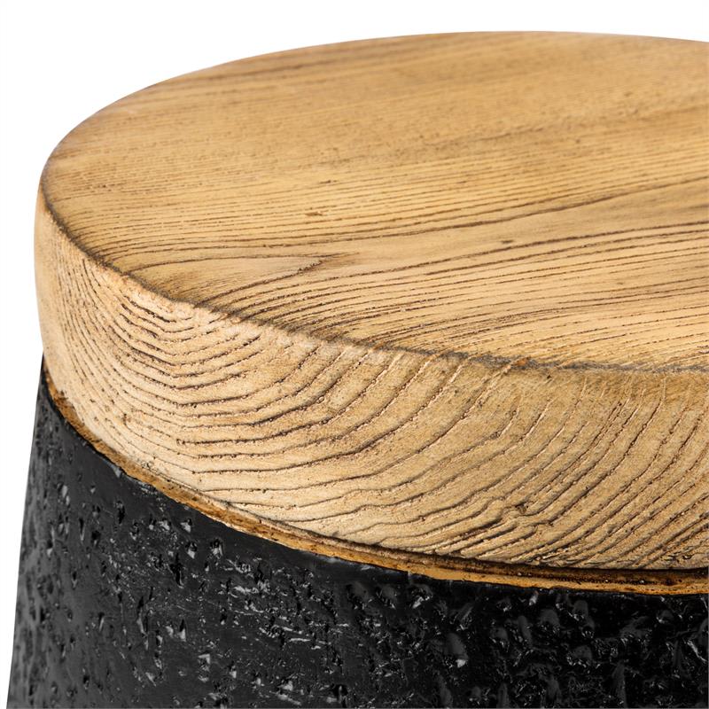 Blumfeldt Blockhouse Chair, stolička v tvare betónového stĺpa, záhradná stolička, optika dreva/lávovej horniny – Obrázok 5