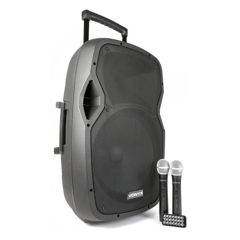 Vonyx AP1500PAmobilné PA zariadenie 38 cm (15'') bluetoothUSB SD MP3 VHFnabíjacia batéria
