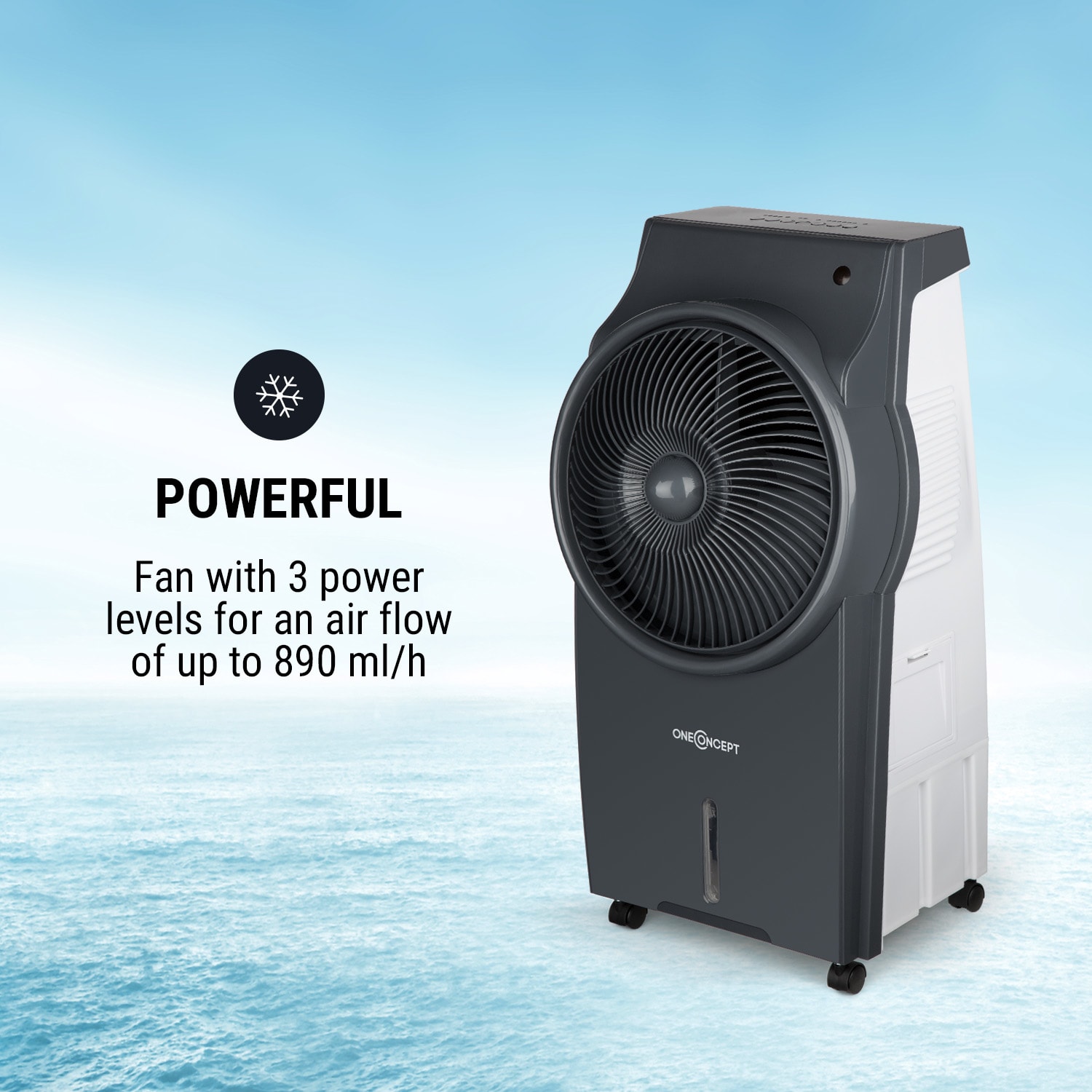 OneConcept Kingcool, ochladzovač vzduchu, ventilátor, ionizátor, šedý – Obrázok 3
