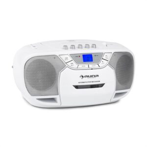 Auna BeeBerry Boom Box, biely, boombox, prenosné rádio, CD/MP3 prehrávač, kazetový prehrávač