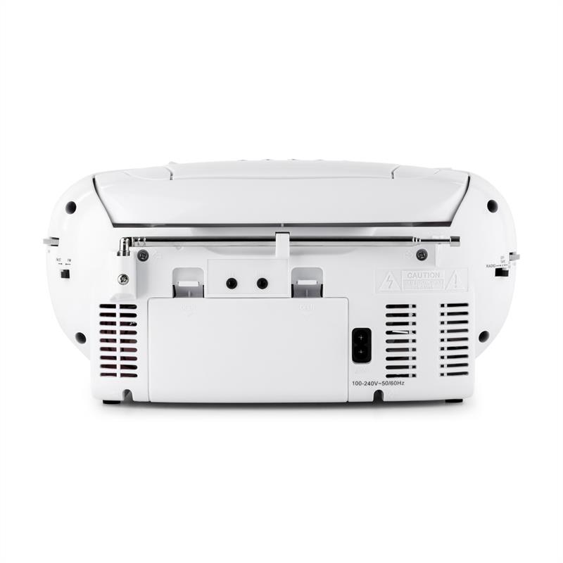 Auna BeeBerry Boom Box, biely, boombox, prenosné rádio, CD/MP3 prehrávač, kazetový prehrávač – Obrázok 5