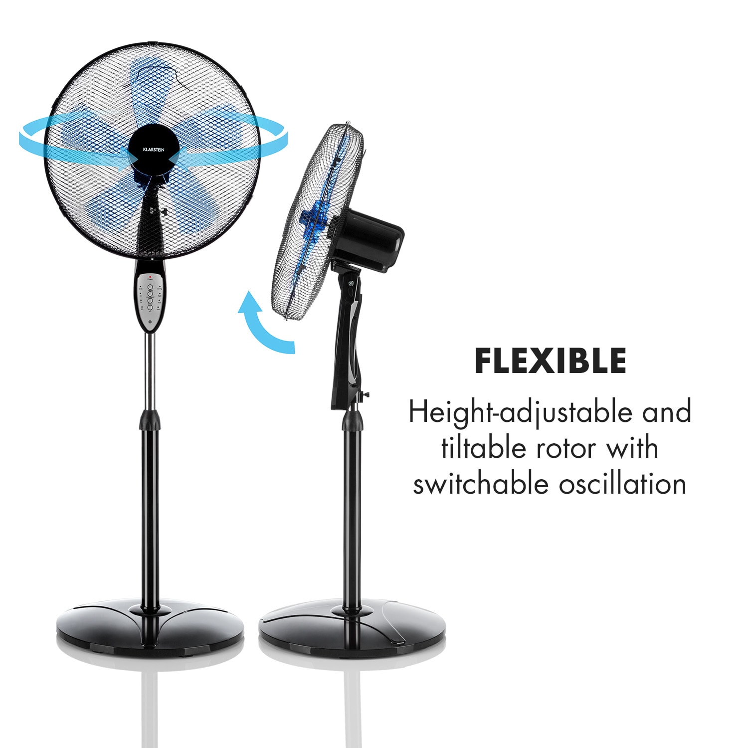 Klarstein Summerjam, stojanový ventilátor, 41 cm, 50 W, 3 stupne rýchlosti, diaľkový ovládač, čierny – Obrázok 5