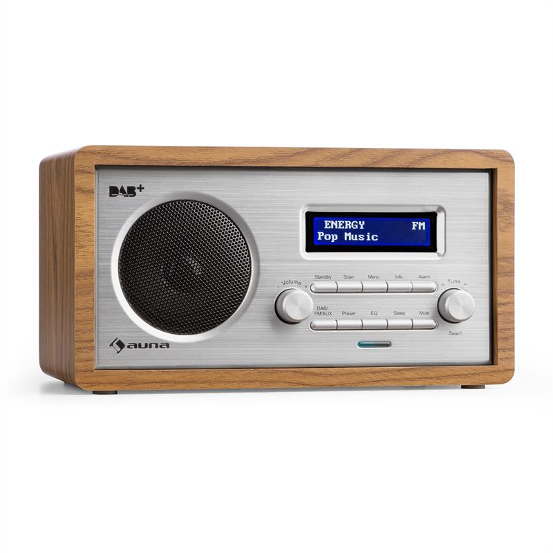 Auna Harmonica DAB+/FM rádio duálny alarm AUX LCD drevená konštrukcia orech