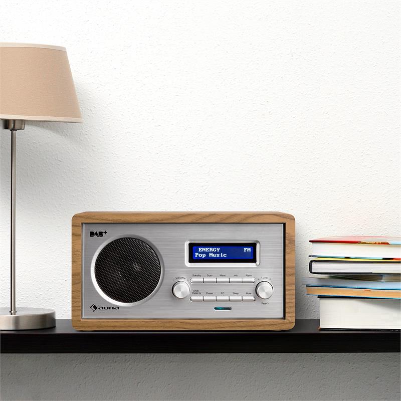 Auna Harmonica DAB+/FM rádio duálny alarm AUX LCD drevená konštrukcia orech – Obrázok 2