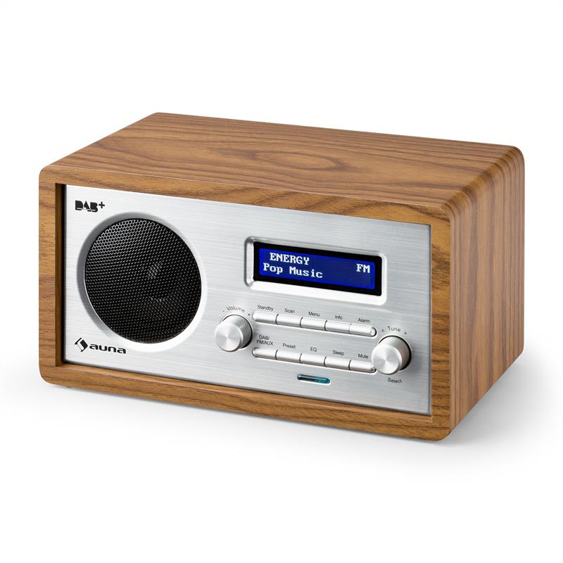 Auna Harmonica DAB+/FM rádio duálny alarm AUX LCD drevená konštrukcia orech – Obrázok 5