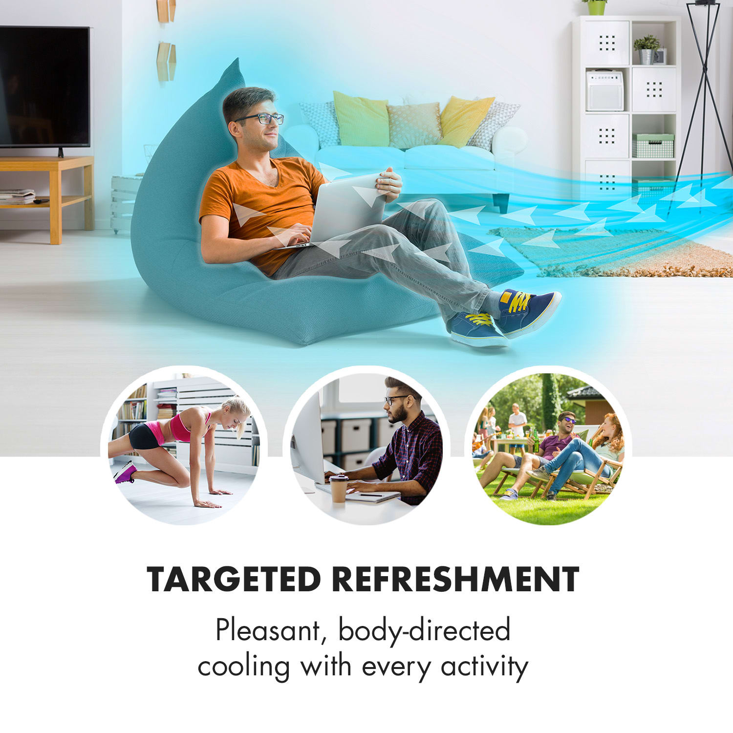 Klarstein Summerjam, stojanový ventilátor, 41 cm, 50 W, 3 stupne rýchlosti, diaľkový ovládač, šedý – Obrázok 4