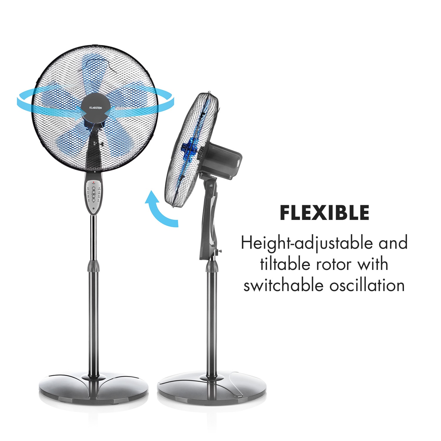 Klarstein Summerjam, stojanový ventilátor, 41 cm, 50 W, 3 stupne rýchlosti, diaľkový ovládač, šedý – Obrázok 5