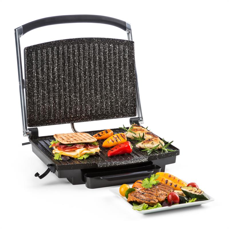 Klarstein Edelstein, multifunkčný kontaktný gril, panini gril, 2000 W, 240 °C, čierna nerezová oceľ