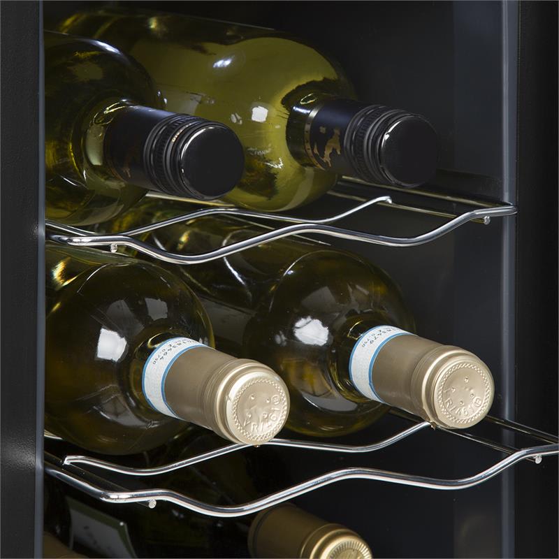 Klarstein Ceres vinotéka, 16 litrov, 6 fliaš, dotyková, 38 dB, sklené dvere, čierna farba – Obrázok 4