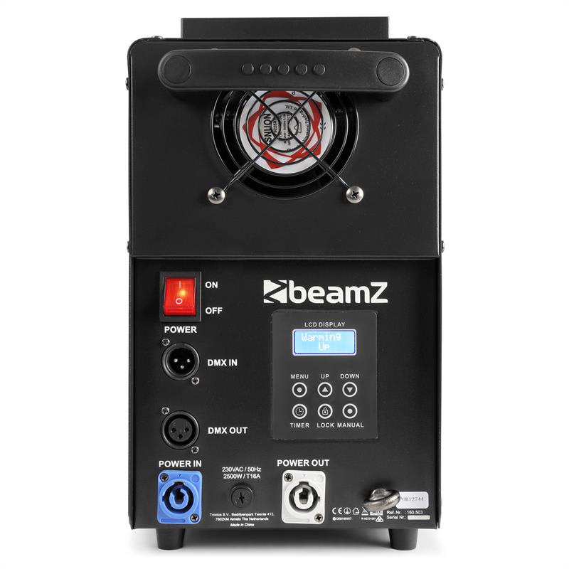 Beamz S2500 výrobník hmly 2500W 24x10W 4-in1-LEDs DMX 3,5L nádrž – Obrázok 3